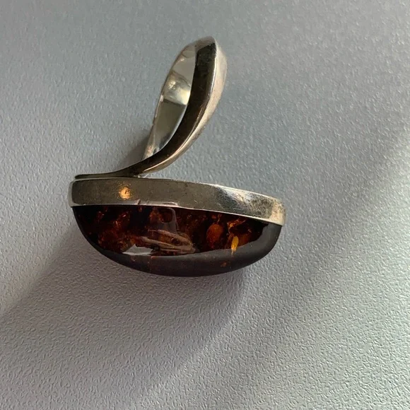 Designer ZIV Baltic Amber sterling ring size 7 - Picture 7 of 9